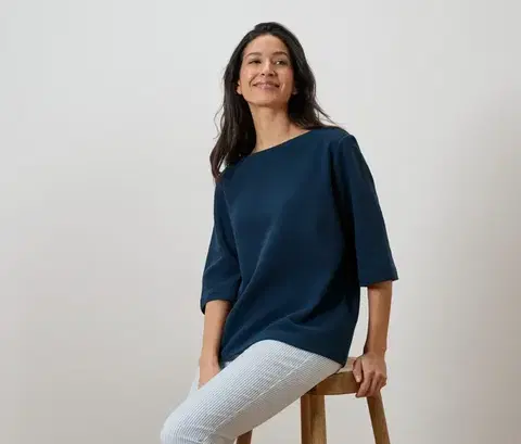 Tričko so štruktúrou, tmavomodré