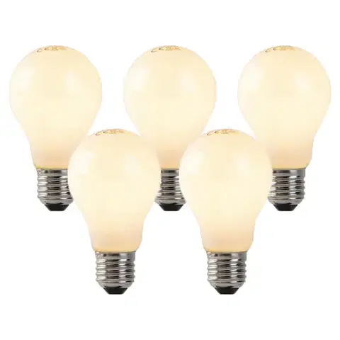 Sada 5 LED žiaroviek E27 s vláknom Flame s opálovým sklom 3W 250lm 2200K