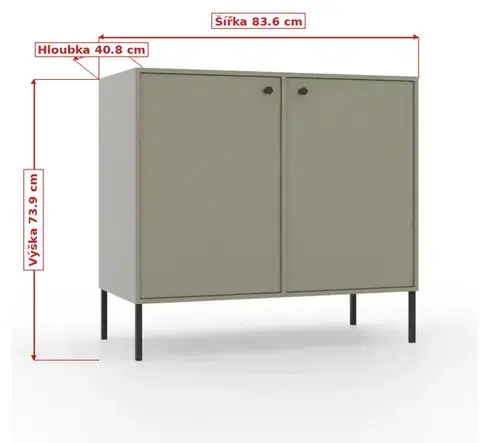 Komoda Tilina 2D 84 cm eukalyptus/čierna