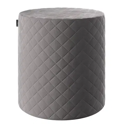 Dekoria Taburetka valec - prešívaná do kosoštvorcov, Grå, ø 40, výška 40 cm, Velvet, 704-11