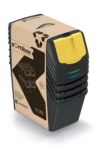 Súprava 4 odpadkových košov Soorti na triedený odpad 4 x 20 l čierna