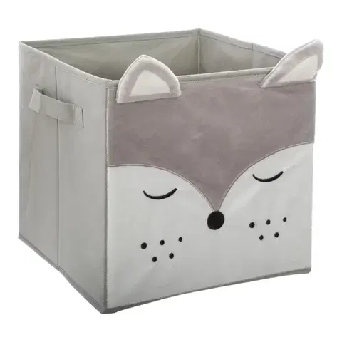 Textilný box na hračky Lis sivý