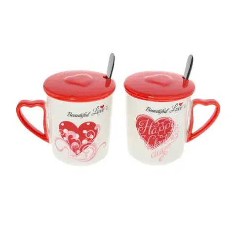 Dekoria Sada hrnčekov Beautiful Love I z przykrywką 350ml, 27x16,5x9,5cm