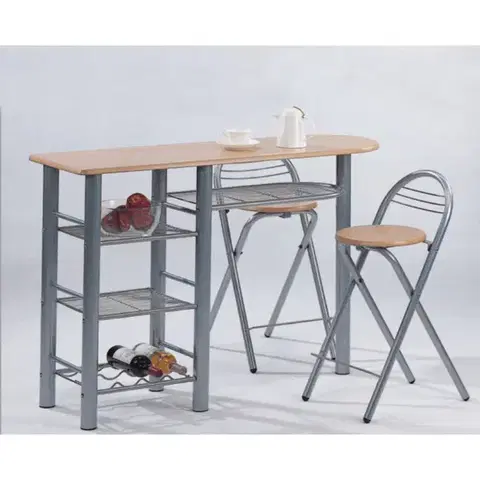 KONDELA Boxer barový set buk / aluminium