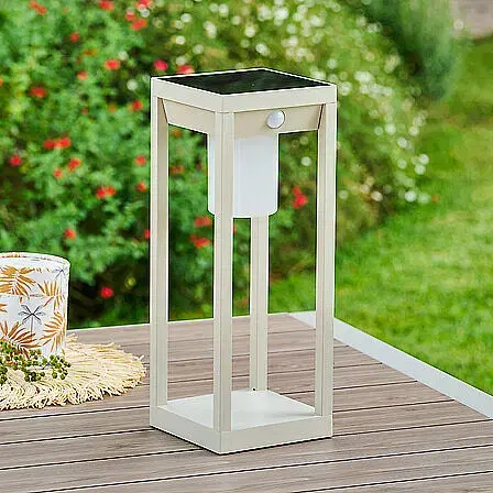DEOKORK Záhradná solárna lampa 15x15x40 cm (ivory)