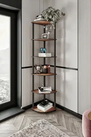 Knižnica Bookcase 6 Corner - Walnut