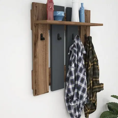 Nástenný vešiak Mita 70 cm hnedý/čierny