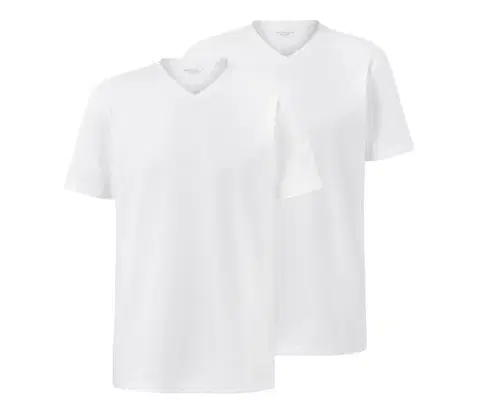 Tričká s výstrihom do V, 2 ks, biele