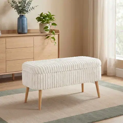Taburetka Oslo s úložným priestorom 90 cm ľan Toscano - výber z 4 prevedení