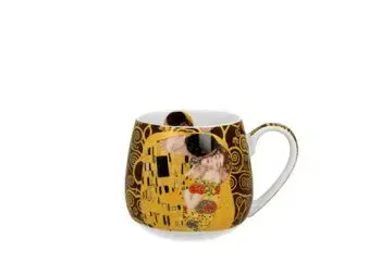 Porcelánový sudový hrnček Gustav Klimt - The Kiss Brown 430 ml