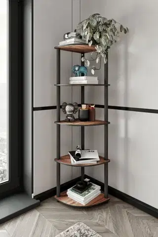 Knižnica Bookcase 5 Corner - Walnut