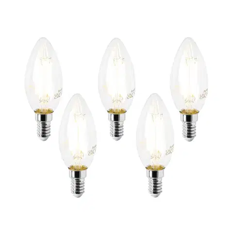 Sada 5 LED žiaroviek E14 B35 číre 2,2 W 470 lm 2700 K
