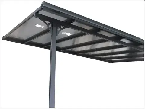 Pergola 436 x 305 cm (čierna + transparentná polykarbonát)
