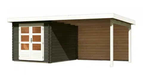 Drevený záhradný domček BASTRUP 4 s prístavkom Lanitplast