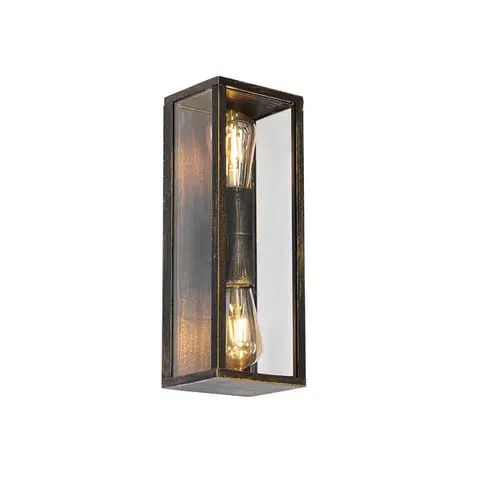 Vintage nástenná lampa starožitné zlato 38 cm 2-svetlo IP44 - Charlois