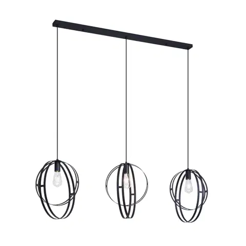 Smart hanglamp zwart langwerpig 3-lichts incl. Wifi G95 - Indu