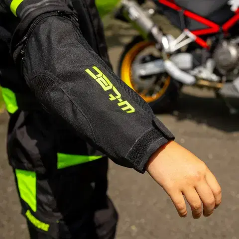 Detská rastúca letné moto bunda W-TEC Pinapoco Farba čierna-fluo, Veľkosť S/M
