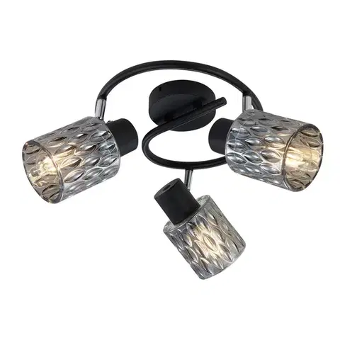 Stropná lampa Bill Spiral čierna 3x40W E27 dymové tienidlo