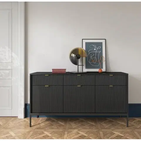 Komoda Nova 154 cm čierna/čierny rám