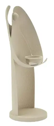 Kovový svietnik Anjel 30 cm krémový
