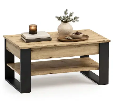 Konferenčný stolík s výsuvnou doskou Denver 92 cm dub Artisan/čierny