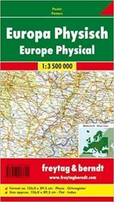 Európa nástenná fyzická mapa 1:3 500 000 lamino lišta