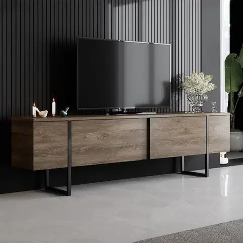 TV stolík Luxe - Walnut, Black