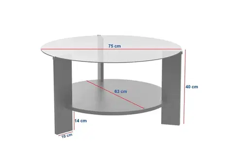 Konferenčný stolík Clara - Walnut, Transparent