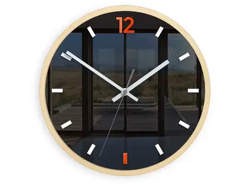 Nástenné hodiny Grafit 30 cm oranžové/čierne