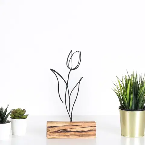 Kovová dekorácia Tulipán 30 cm čierna