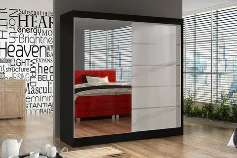 Šatníková skriňa BASTIAN 3 čierna/ biela