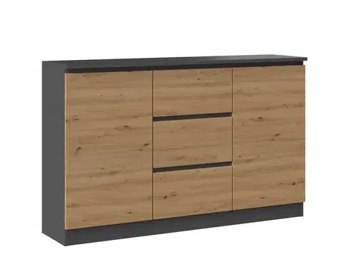 Moderná komoda 2D3S, antracit/ dub artisan