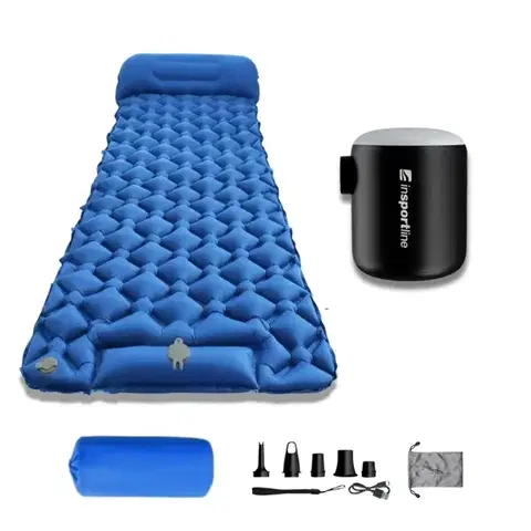 Nafukovacia karimatka inSPORTline Soultea s minipumpou 190x60x6 cm Súprava modrá karimatka, biela pumpa