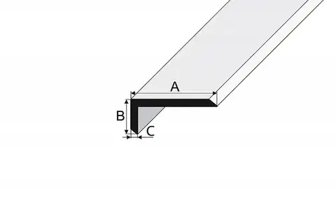 Rohový profil nerovnoramenný so skosenými hranami Stříbro E01 tl. 1,5 mm