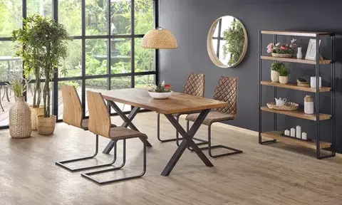Jedálenský rozkladací stôl Xaver 160/250 cm dub jasný/čierny