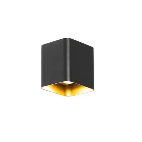 Moderná nástenná lampa čierna vrátane LED IP54 štvorcová - Evi