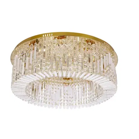 Stropná lampa MARANGA plafón zlatá 10x10W E14 bezfarebné kryštály