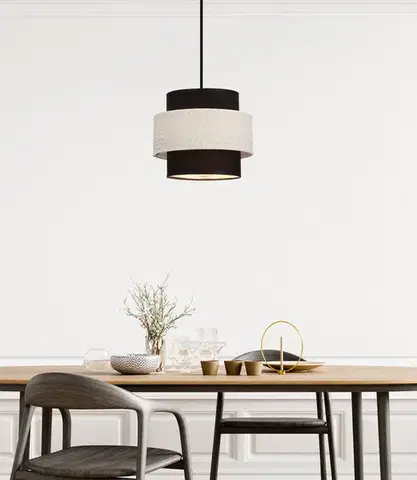 Závesná lampa Benta čierna 1x40W e27 tienidlo čierne+krémové