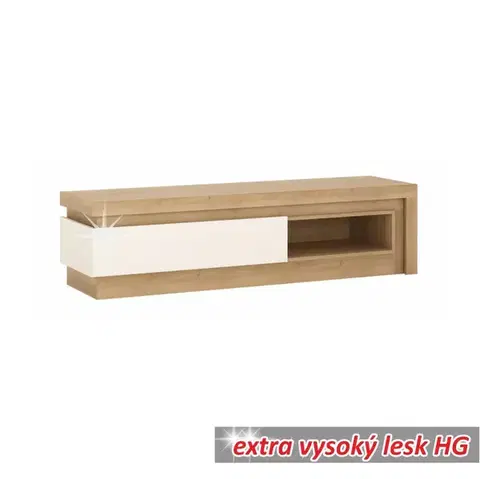 KONDELA Leonardo LYOF 2 tv stolík s osvetlením dub riviera / biela