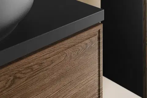 Kúpeľňová zostava s doskou a skrinkami Talia Casella 120 cm čierna mat/dub casella