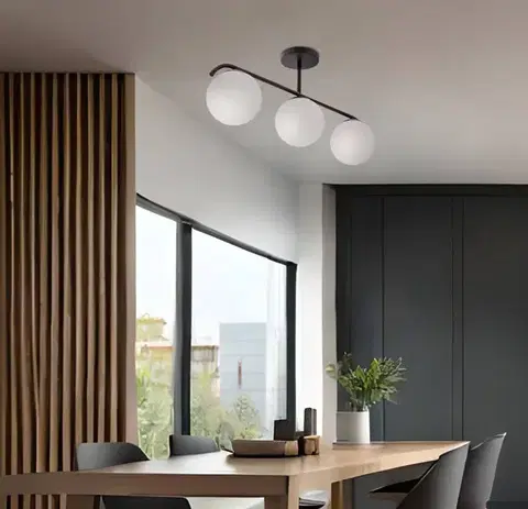 Stropná lampa AMADEO čierna 3x40W E14 biele tienidlo