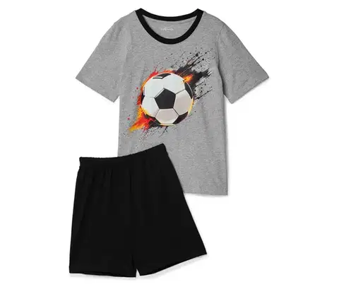 Krátke detské pyžamo s futbalovým motívom