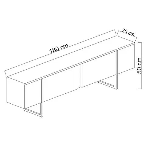 TV stolík Luxe - Walnut, Black