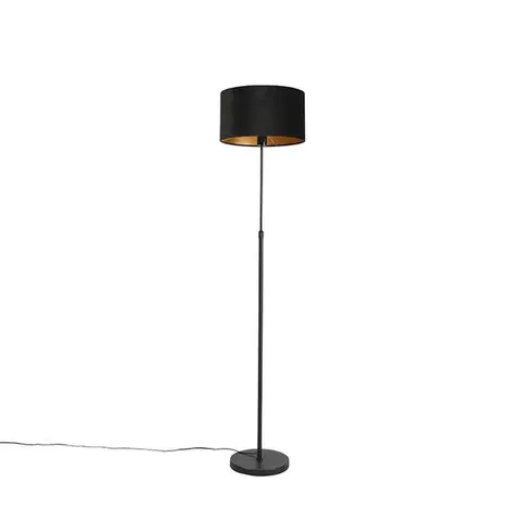 Inteligentná stojaca lampa čierna s čiernym zamatovým tienidlom 35 cm vrátane Wifi A60 - Parte