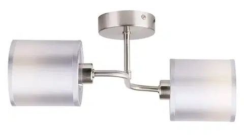 Dvojitá nástenná lampa, saténovo-niklové tkané tienidlo, 2x40W, Saxofón
