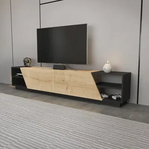 TV stolík Rhodes - Anthracite, Oak
