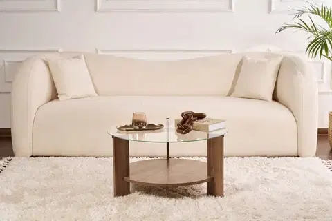Konferenčný stolík Clara - Walnut, Transparent