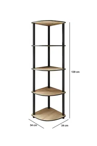 Knižnica Bookcase 5 Corner - Oak