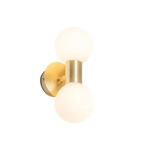 Moderná nástenná lampa zlatá IP44 2-svetlá - Cederic