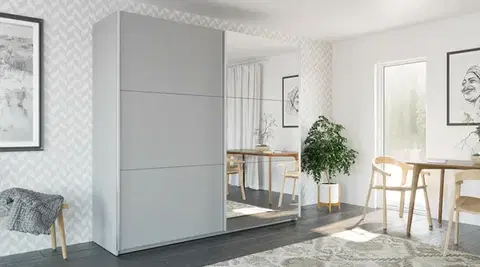 GOGO 225 šatníková skriňa so zrkadlom, biela